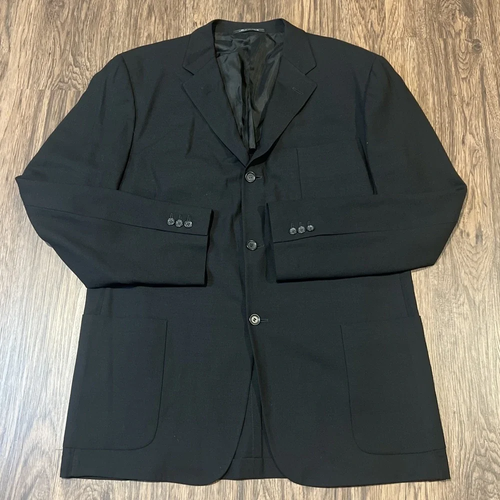 Ermenegildo Zegna Soft In Black Size 56EU 100% Wool Blazer Neiman Marcus Italy